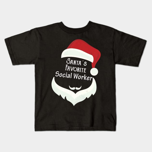 Santa's Favorite Social Worker Santa Claus Hat Christmas Kids T-Shirt by Trendy_Designs